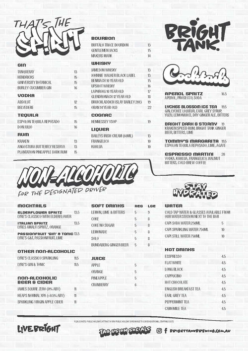 Menu – Bright Tank Brewing Co